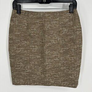Michael Kors Brocade Mini Skirt 2 Textured Metallic Tweed Tan Cream